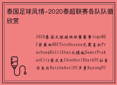 泰国足球风情-2020泰超联赛各队队徽欣赏