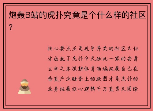 炮轰B站的虎扑究竟是个什么样的社区？